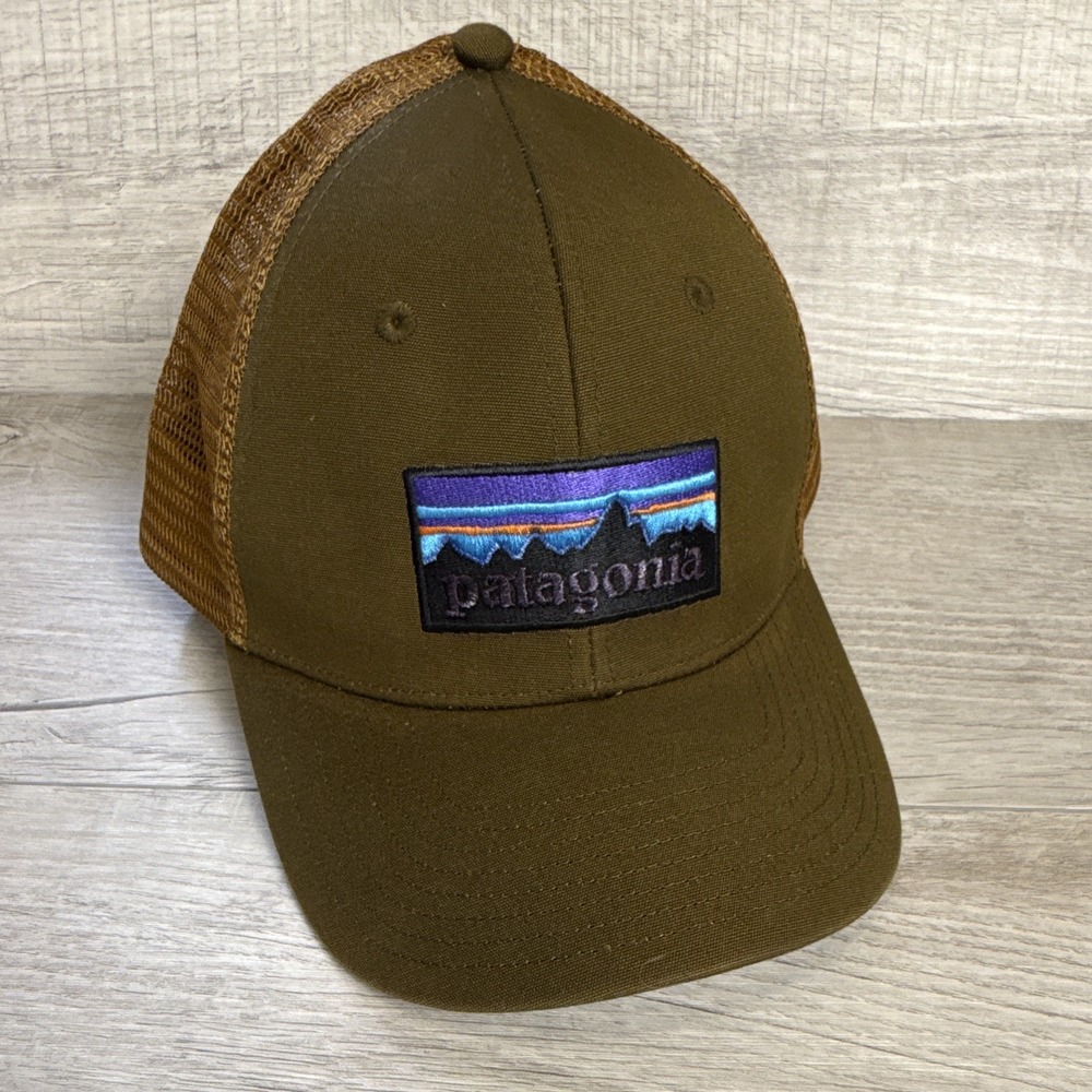 Patagonia Fitz Roy Trucker Hat Brown Olive Mesh Snapback Outdoor Hiking Cap